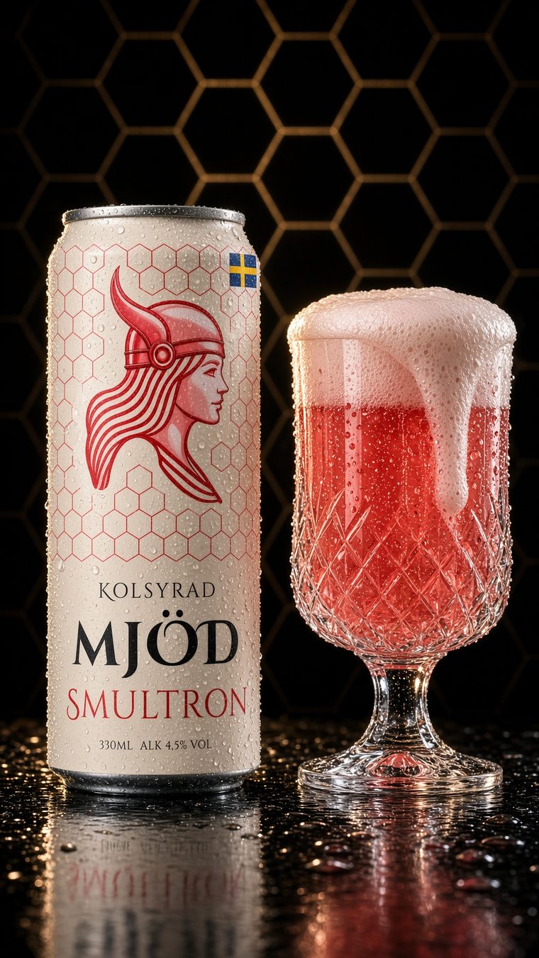 Kolsyrad mjöd Smultron serverad i glas